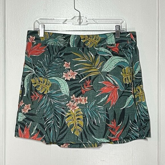 Ripskirt Hawaiian Green Floral Quick Dry Active Mini Wrap Skirt Women’s Size L - Picture 1 of 7